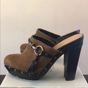 Suede Coach clogs with tassels